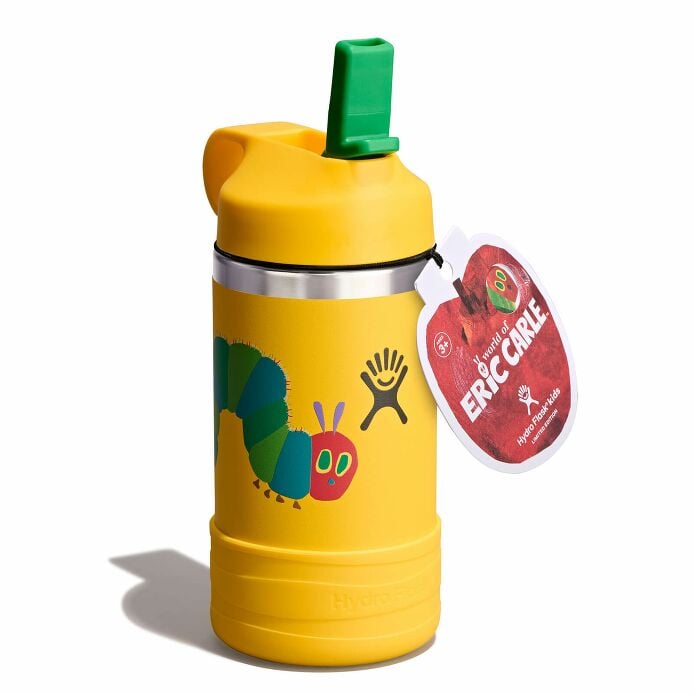 kids-12-oz-bottle-world-of-eric-carletm-j3 le26-w12-1000-kids-12-oz-wide-straw-cap-and-boot-yellow-caterpillar-angled-lid-open-withtag_1.jpg